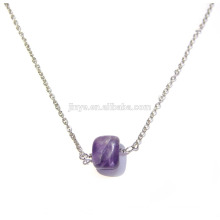 Fashion Boho Natural Stone Amethyst Layering Necklace